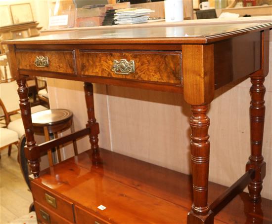 A Victorian walnut writing table, W.107cm